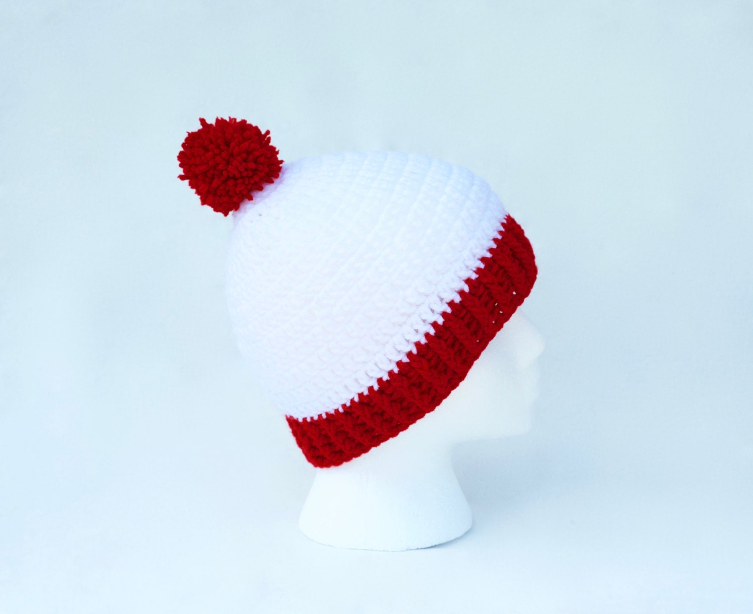 red and white beanie