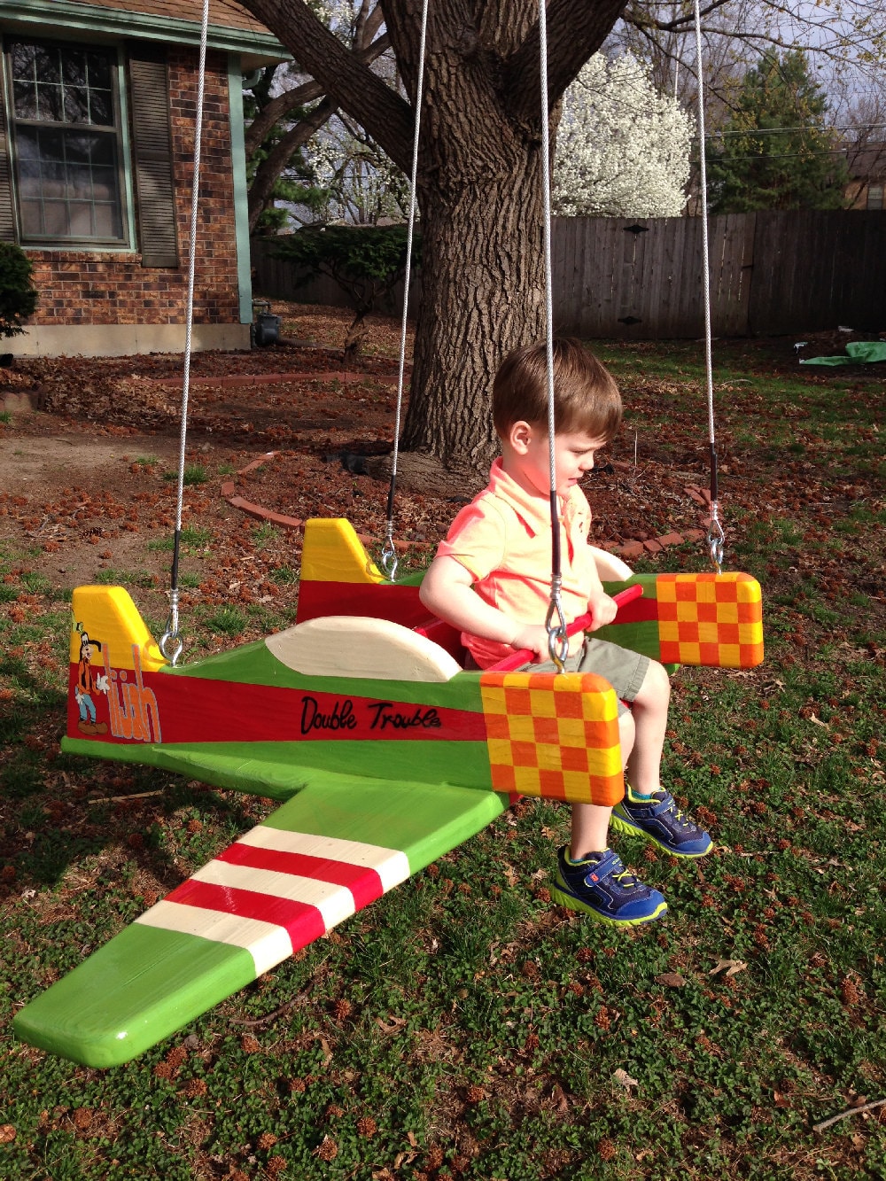 Kids Double Trouble Outdoor Plane Swing
