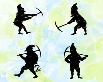 gnome dwarf svg, dxf, eps, studio v3, jpg, png, file for Silhouette Cameo, Curio, cut file for cutting machines, instant download