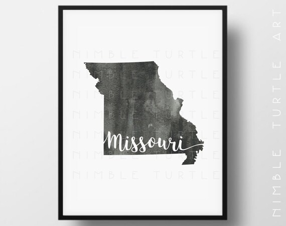Download Missouri State Outline Watercolor Printable Missouri Wall