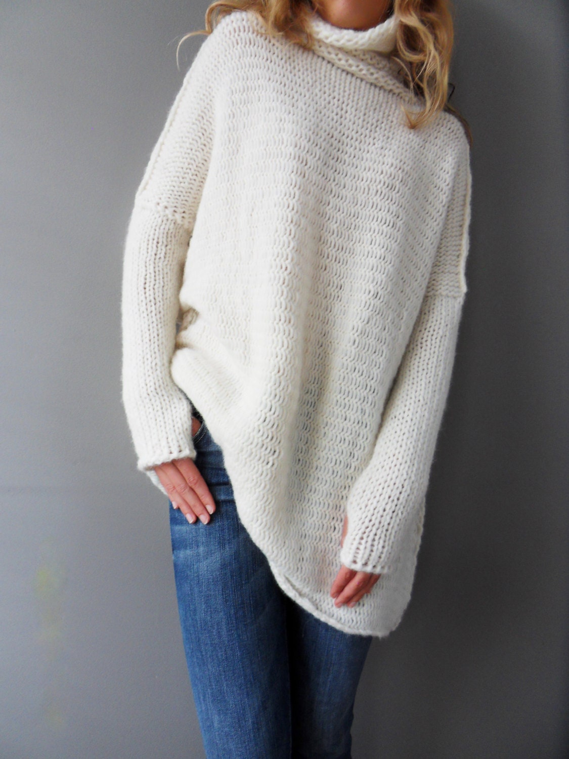 Oversized/Slouchy/Loose knit sweater. Chunky knit women