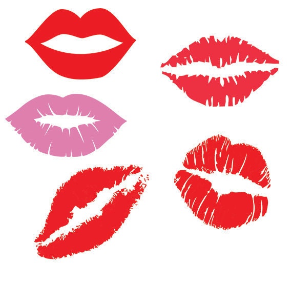 Lips svg clipart pack Lips kiss clip art digital download