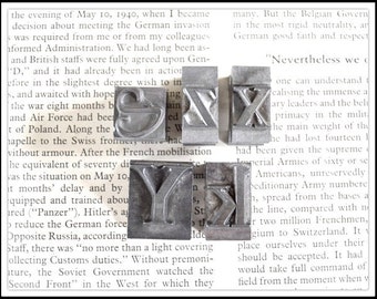 Lot of (5) Vintage Metal Letterpress Block Letters - Metal Type - Z K X Y S