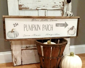 Fall Sign -Pumpkin Patch Sign - Corn maze - Hayrides - Farmhouse Sign - Farmhouse Fall Decor - White Pumpkin Sign - Cotton Blossom Stuido