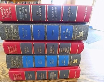 Vintage Gray Red Book Stack - 5 books - Great for wedding decor, home accent and more!