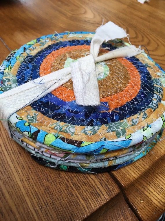 Items similar to Fabric wrapped clothesline coasters set of 6 on Etsy