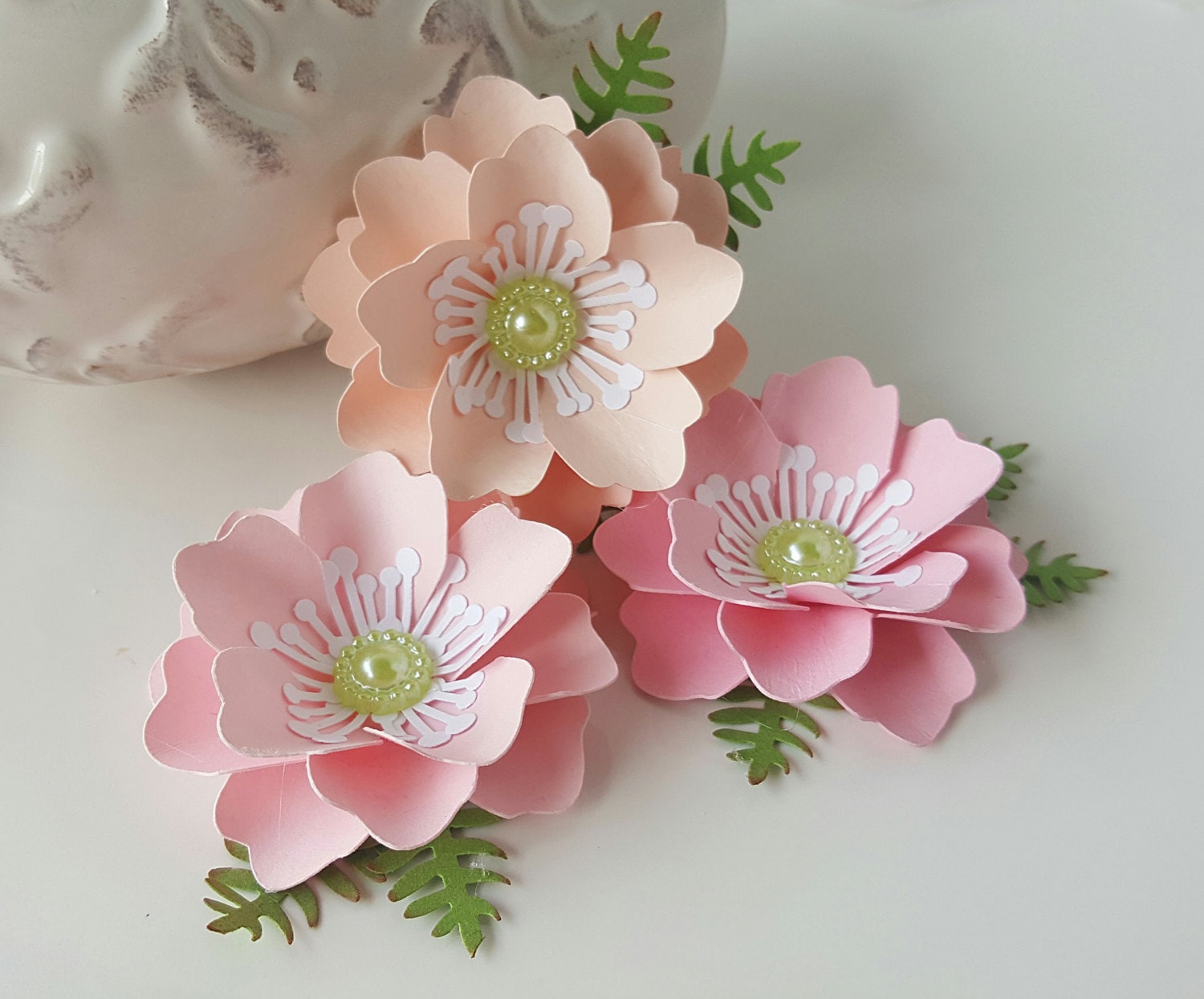 Paper Flower Embellishments Shades of Pink Scrapbook