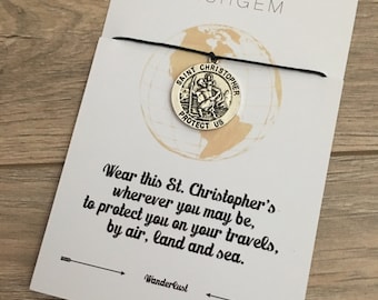 St Christopher Safe Travel wish bracelet Wanderlust