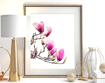 Crimson Magnolia, Magnolia Print, Wall Art, Botanical Art, Modern Wall Decor, Floral Print, Large Poster, Flower, Magnolia Photography, #110