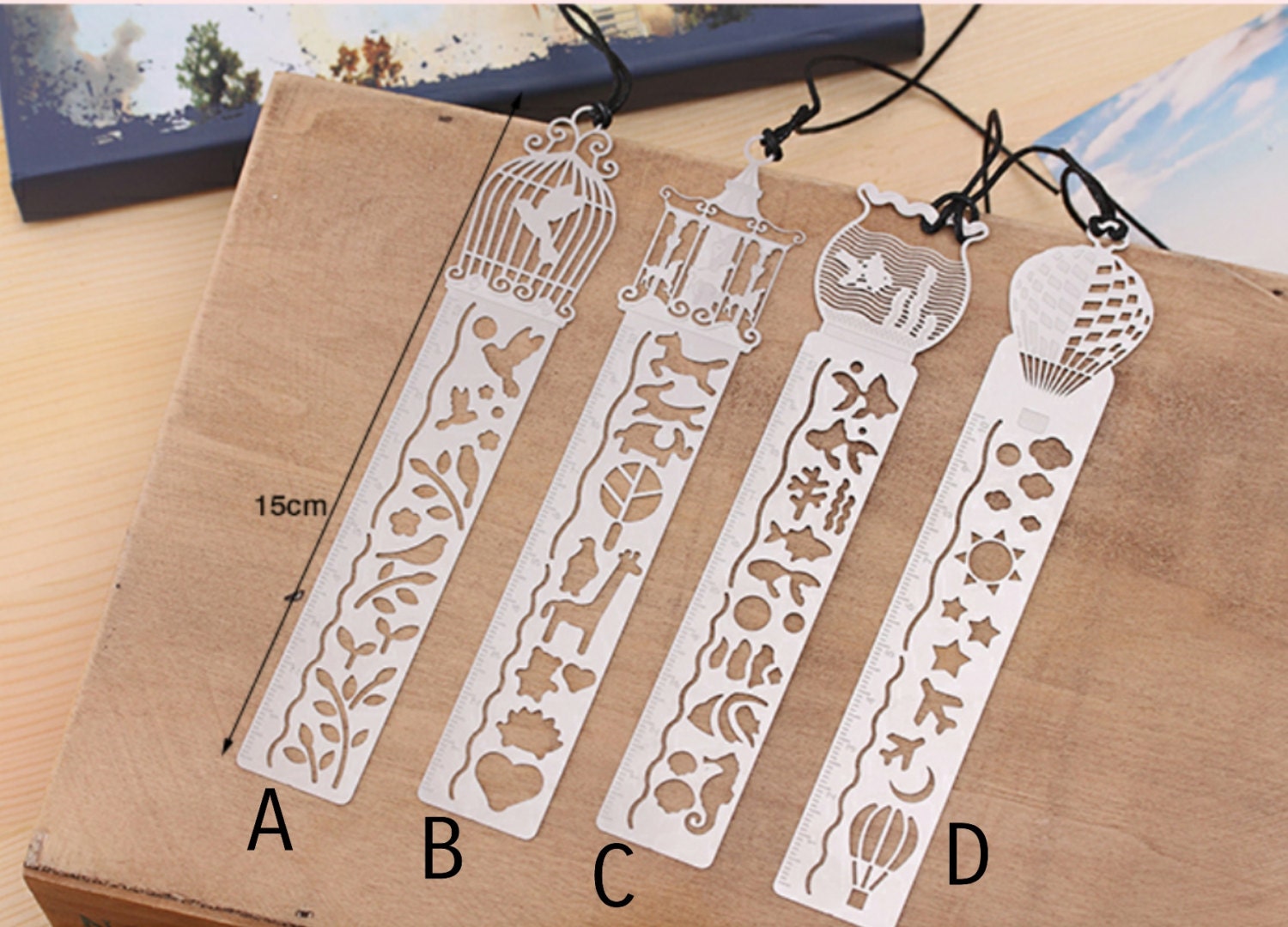 4pcs-ruler-bookmark-planner-stencil-bookmark-metal-bookmark
