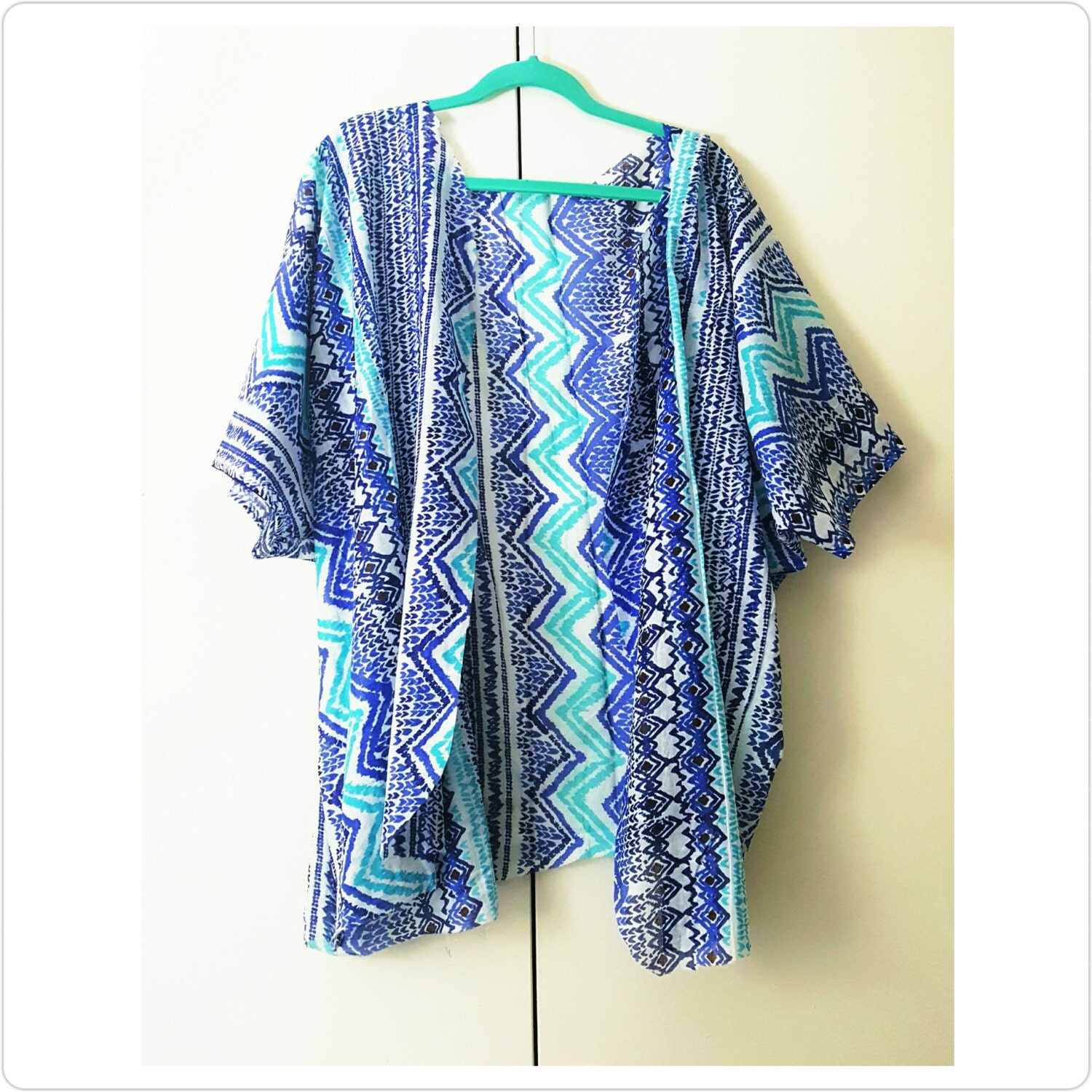 Blue and White Aztec Kimono