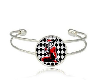 Harley Quinn Cuff Bangle Bracelet Fandom Jewelry Joker Poison Ivy Cat Women Cosplay Fangirl Fanboy