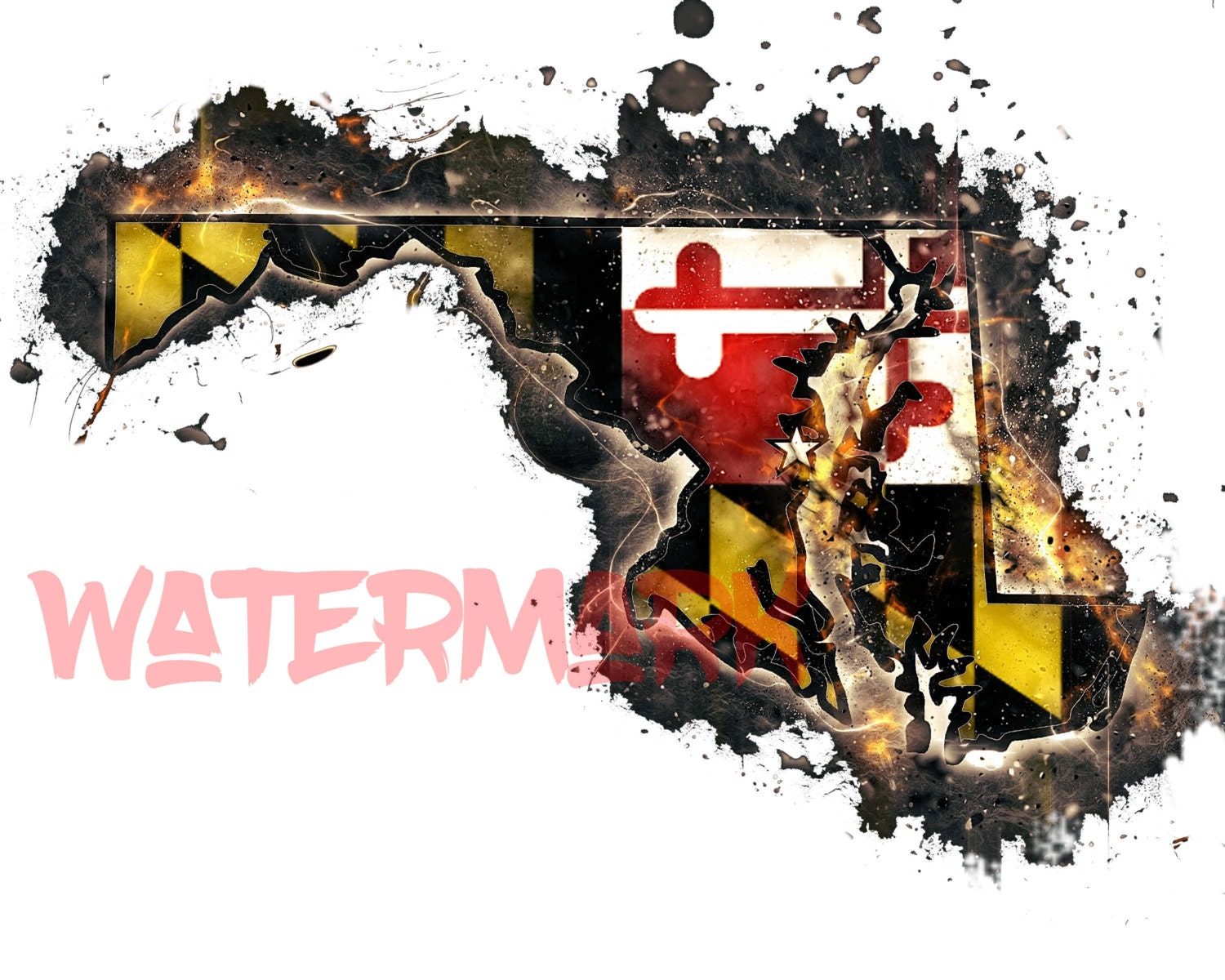 Maryland State Flag Colorful Clip Art Digital Download