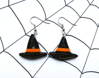 Halloween Jewellery, Quilled Earrings, Witches Hat Earrings, Witches Hat Jewellery, Quilled Jewellery, Pinup Earrings, Rockabilly Earrings