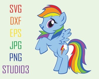 My Little Pony Rainbow Dash Svg Files, Svg, Dxf, Eps, Studio 3, Png, Jpg, Silhouette Studio,Cricut Files,Silhouete Cameo, Cutting Files