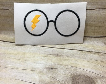Harry Potter Embroidery Design, Harry Potter Glasses and lighting Bolt Embroidery Design