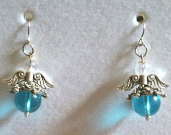 Angel earrings sky blue