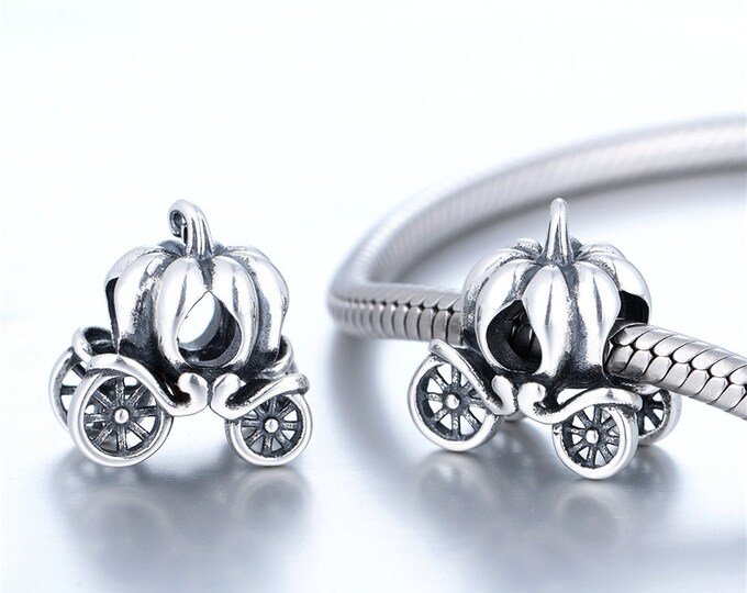 Cinderella's Pumpkin Disney Charm, Silver Jewellery Gift, Disney Silver Charms for Bracelet, Fairytale Jewellery, Cinderella Bracelet