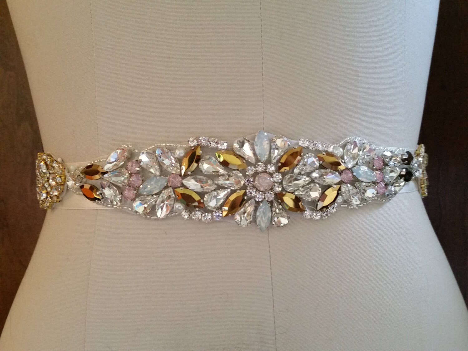 Wedding Dress Sash Belt Vintage Gem Stone Wedding Sash Belt