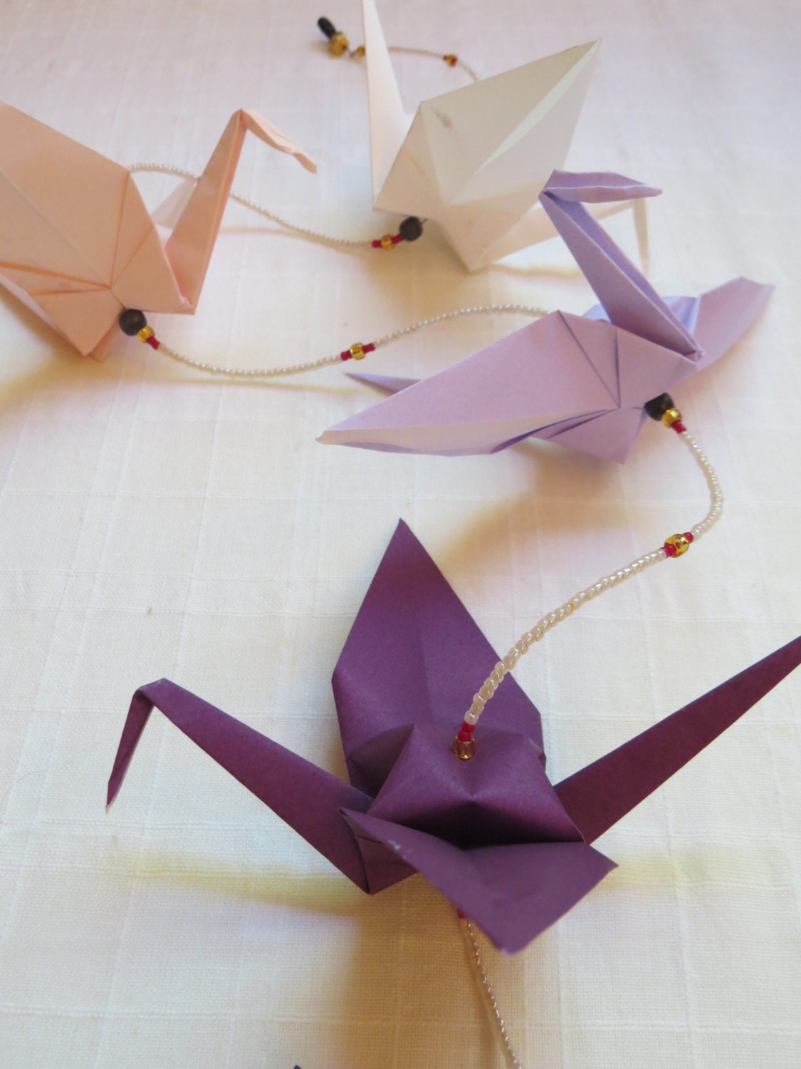 Beaded Origami Crane Chain//Crane Chain//Paper Crane//Origami