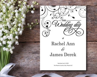Wedding Program, White, Kraft Paper, Rustic Program, Luxury Ceremony, DIY Program, EDITABLE PDF, Template, Printable Instant Download E18A