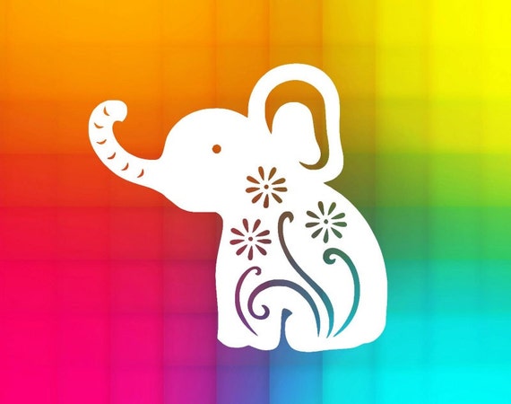 flourish elephant SVG and DXF Cut File for Silhouette and ...