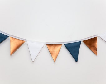 Copper, White and Blue Flag Bunting