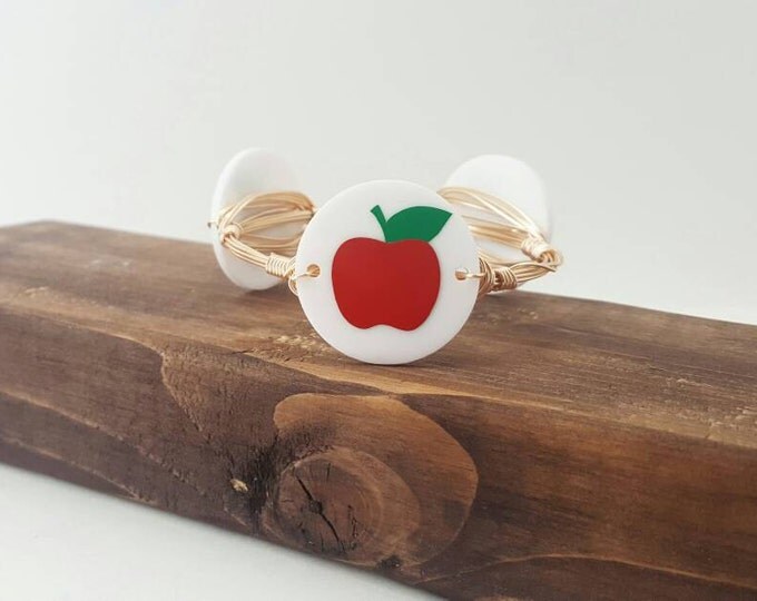 Sale!!! Great teachers gift! Teacher Bracelet, Bangle, Apple wire wrapped bangle, apple bangle