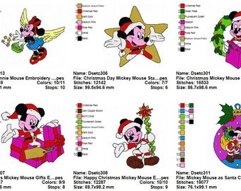 Package 20 Christmas Mickey Mouse Embroidery Designs
