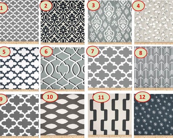 SALE CLEARANCE Lowest Price Grommets option also Window CURTAIN premier print gray and white cotton Customized Width and Length