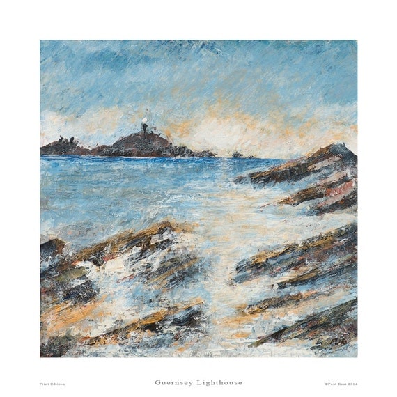 Items Similar To Painting Print,landscape Print, 'guernsey Lighthouse 