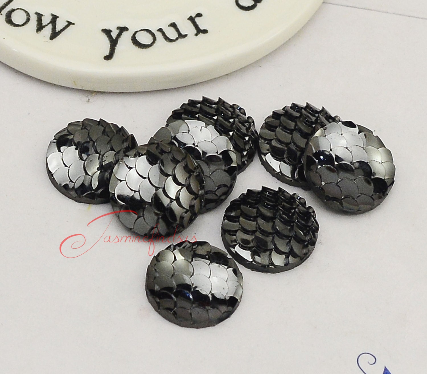 30pcs 12mm Flat back Mermaid scales AB Resin pendant Jewelry Making Craft DIY
