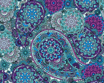 Paisley Purple and Turquoise Printed Craft Vinyl - Outdoor & Heat Transfer Vinyl - Paisley Pattern