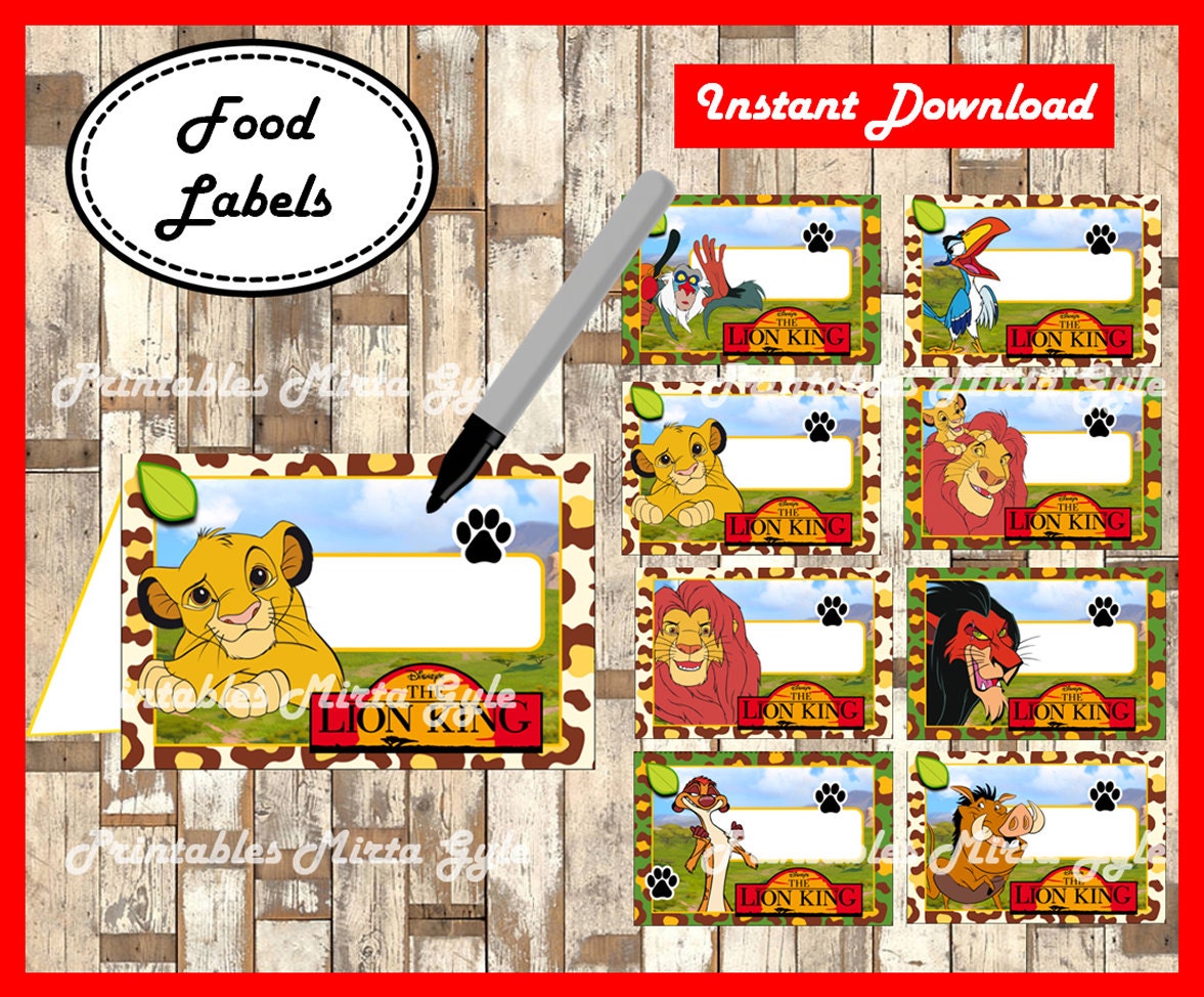 the lion king food labels printable the lion king party food