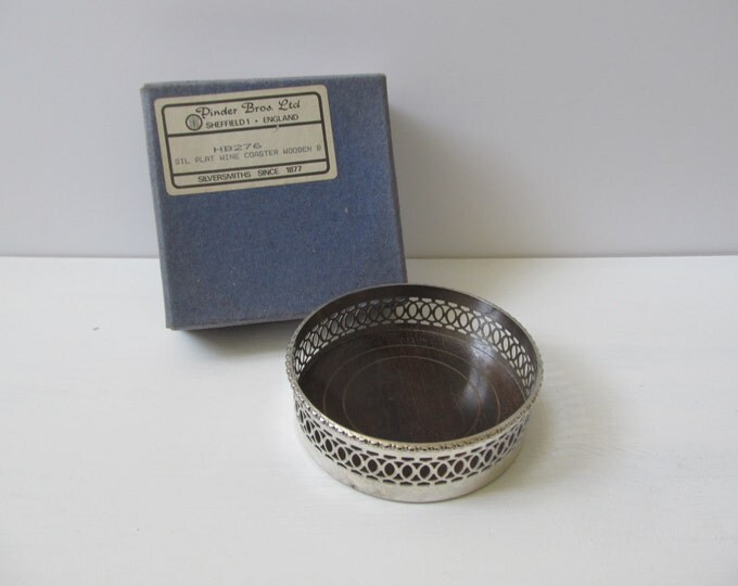 Vintage silver plated key tray, EPNS trinket dish, bottle coaster with original retail box