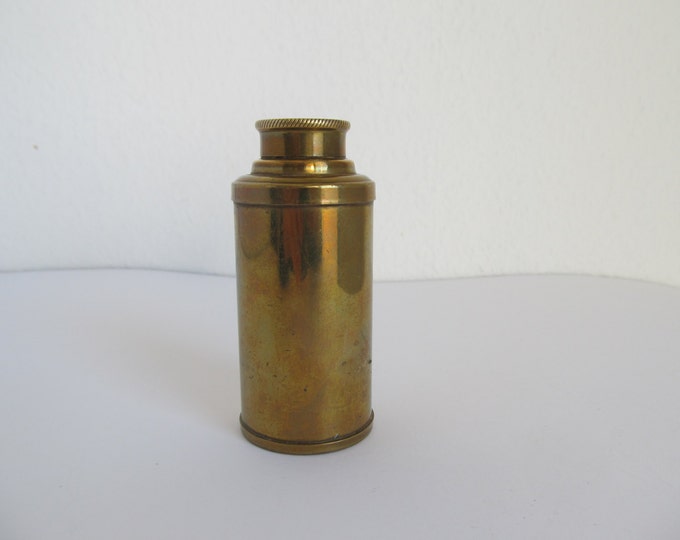 Brass travel pot, shell casing lidded pot with screw top, brass storage jar, small portable container, pill box
