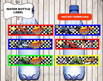 Blaze and the Monster Machines water labels instant download , Printable Blaze and the Monster Machines water labels