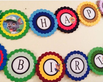 Paw Patrol birthday banner, Paw Patrol birthday party decor, Happy Birthday banner, Paw Patrol party decorations, Handmade banner