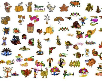 Fall Thanksgiving Embroidery Design Pack, Instant Download, 4x4 Hoop Size, PES Format