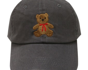 Capsule Design Teddy Bear Cotton Baseball Dad Cap Dark Gray
