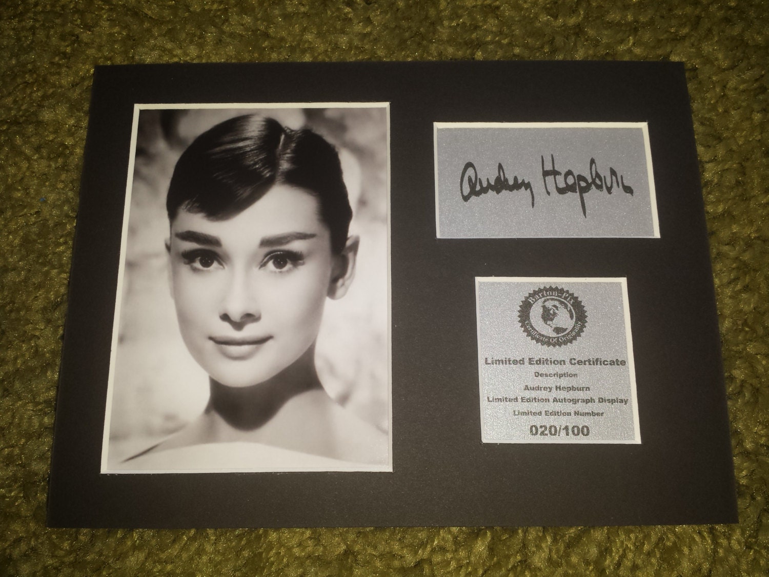 Audrey Hepburn Signed Autograph Display Fully Mounted and