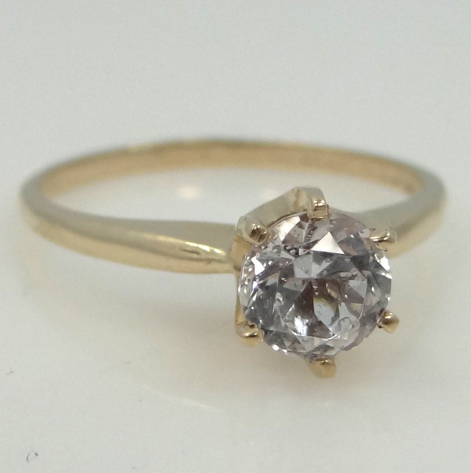 14k Gold Faux Diamond Engagement Ring