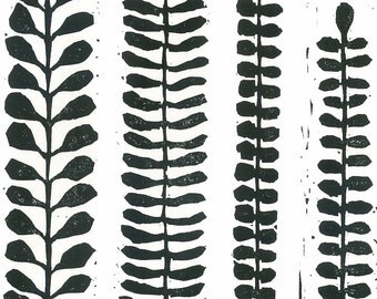 FERNS LINOCUT PRINT - Black & White Fern Print - Modern Botanical Print 8"x10" - Ready to Ship