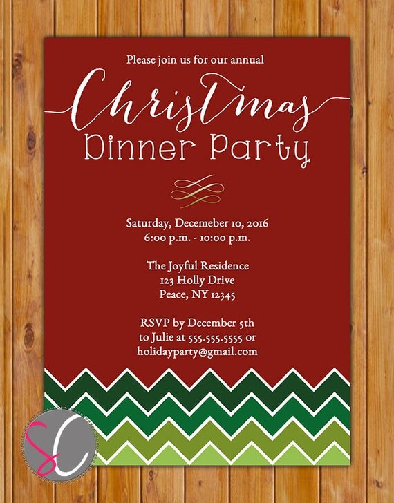 Items similar to Christmas Party Invite Annual Dinner Holiday Family ...