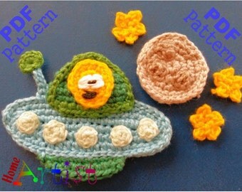 Spaceship crochet Applique Pattern