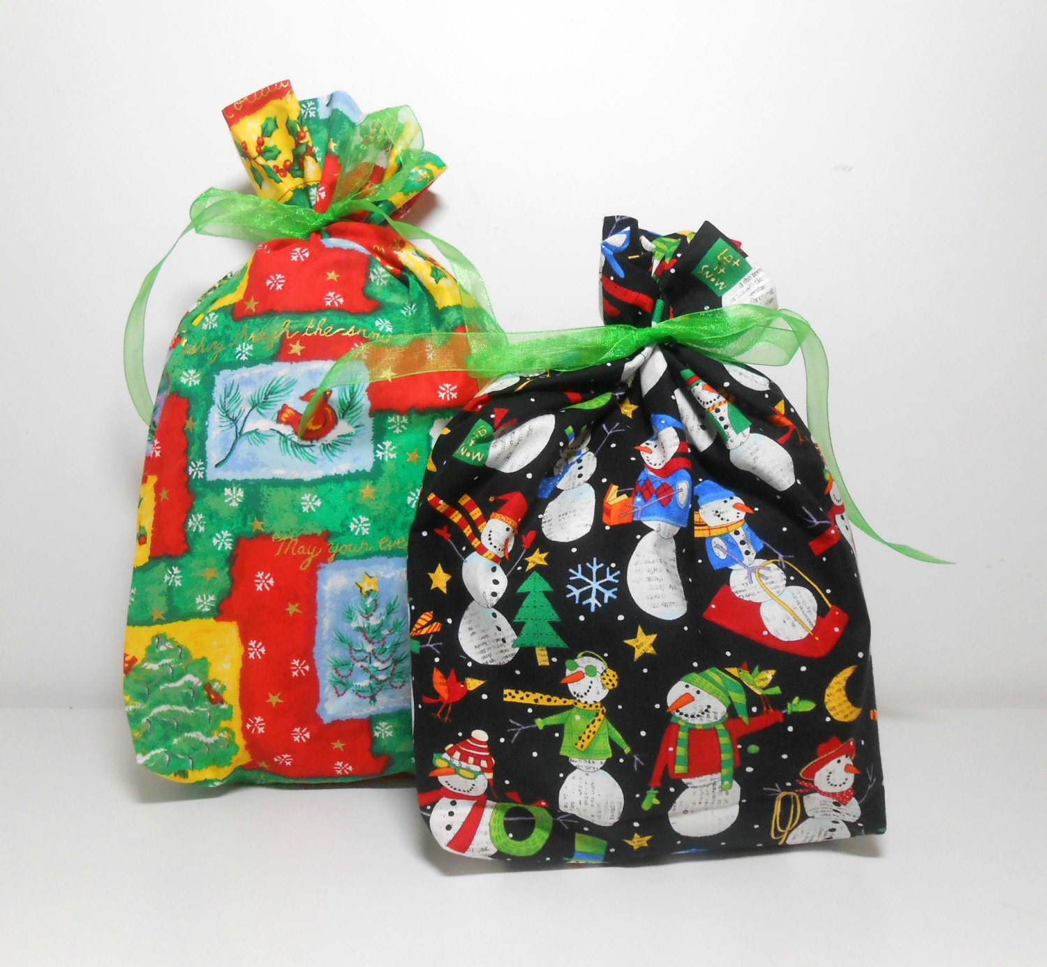 fabric christmas gift bags cotton tie by midnightcreations fabric christmas gift bags cotton tie by midnightcreations