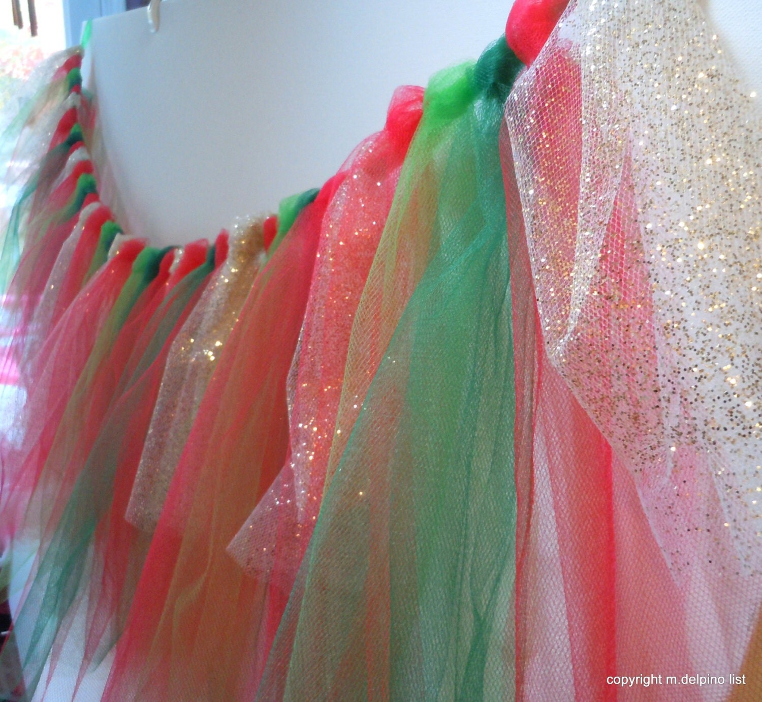 christmas tulle garland decoration red green by christmas tulle garland decoration red green by
