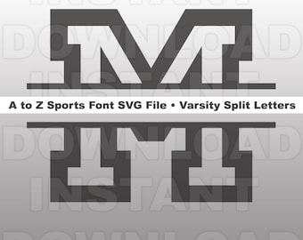 Varsity Split Letters Alphabet SVG,A to Z Sports Font SVG File,Cuttable Vector Design for Commercial & Personal Use-Cricut,Cameo,Silhouette