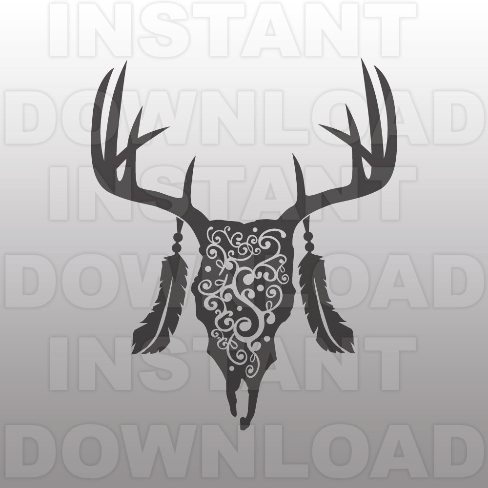 Deer Skull Flourish SVG FileDeer Head SVG FileHunting