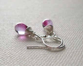 Pink Sterling Silver Earrings. Petite Raspberry Ripple Earrings. Teardrop Earrings. Briolette Earrings. Wedding Earrings. UK Seller